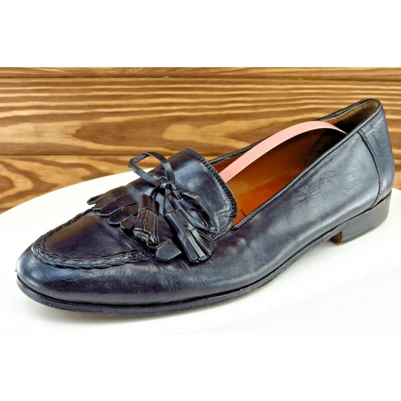 Johnston & Murphy Shoes Sz 9 M Round Toe Black Loafer‎ Leather Men 1571 - Picture 1 of 9